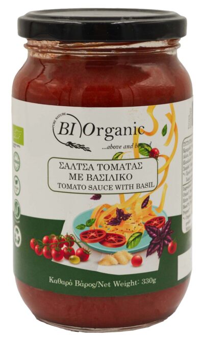 Σάλτσα Ντομάτας Με Βασιλικό ΒΙΟ 330ΓΡ.